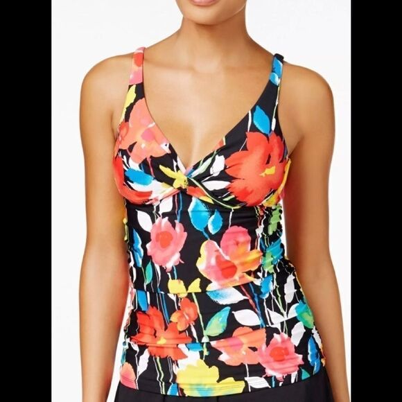 Anne Cole tummy control floral tankini set. New - Picture 3 of 12